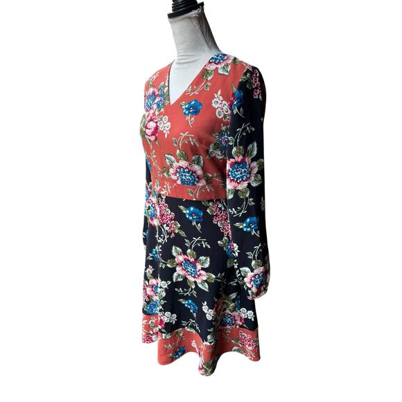 Brooks Brothers Red Fleece Floral V Neck Long Sleeve Fit and Flare Dress - 4 - Picture 3 of 9